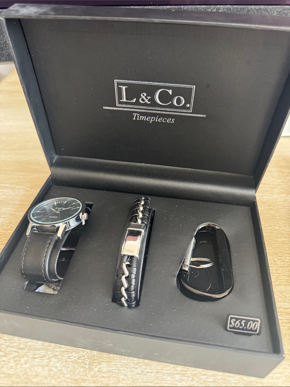 L & Co. Timepiece Gift Set Bundle Watch Bracelet Carabiner Hook